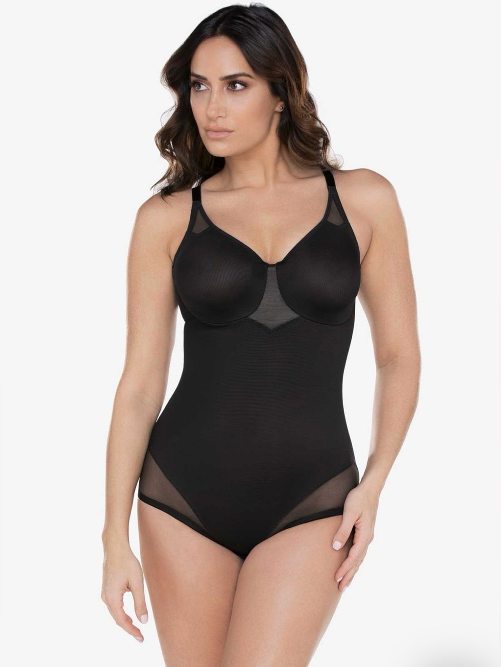 Miraclesuit Black extra firm Shaping Bodysuit with Mesh Insets size 42D